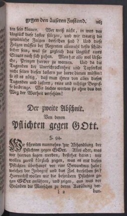 Der zweite Abschnit. Von denen Pflichten gegen Gott.