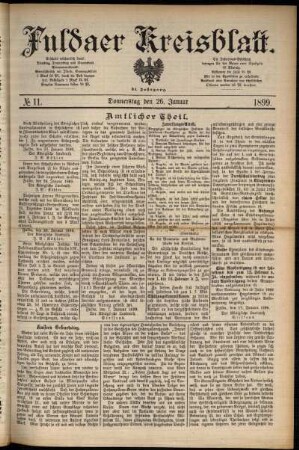 Erste Ausgabe vom Donnerstag, den 26. Januar 1899.