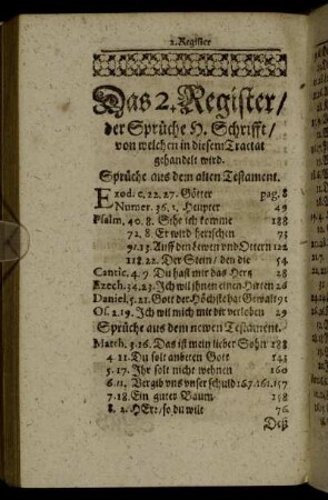 Das 2. Register der Sprüche H. Schrifft