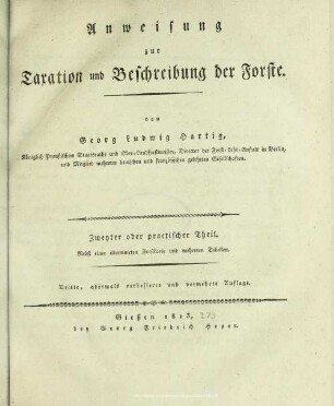 2: Practischer Theil : nebst einer illuminirten Forstkarte und mehreren Tabellen