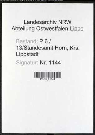 Sterberegister Standesamt Horn