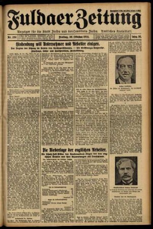Ausgabe vom Freitag, den 30. Oktober 1931.
