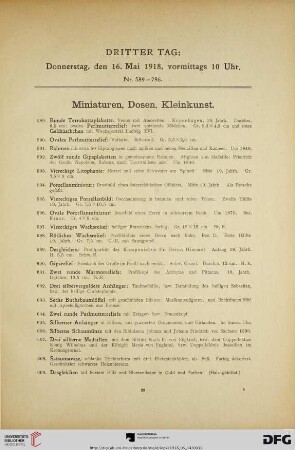 Miniaturen, Dosen, Kleinkunst (Nr. 589-796)