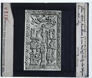 Ottonisch, Elfenbeinrelief mit Kreuzigung, Buchdeckel von Adalberon II (Metz Mus. Inv. 3550)