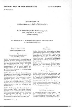 Baden-Württembergisches Ausführungsgesetz zum BGB