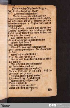 Nothwendige Glaubens-Fragen