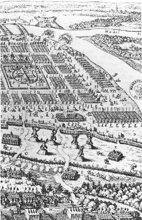 Werben (Elbe). Ausschnitt aus: Königlich Schwedisches Feldlager vor der Stadt, 1631, aus: Wollesen, Ernst: Chronik der altmärkischen Stadt Werben, 1898