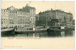 Stettin. Bollwerk mit Lotsenamt und Dampfschiffen