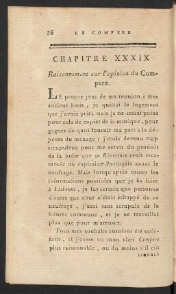Chapitre XXXIX. Raisonnement sur l'opinion du Compere