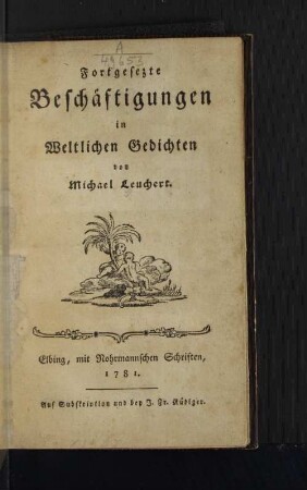 Fortgesezte Beschäftigungen in weltlichen Gedichten