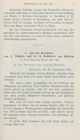 2. Aus den Berichten von A. Nöldeke und Dr. R. Koldewey aus Babylon