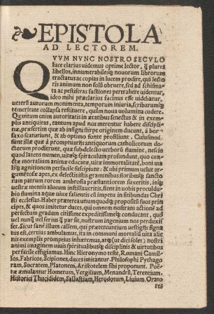Epistola ad Lectorem.