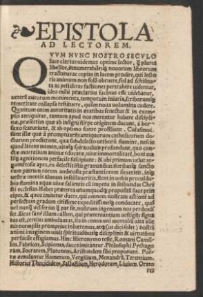 Epistola ad Lectorem.