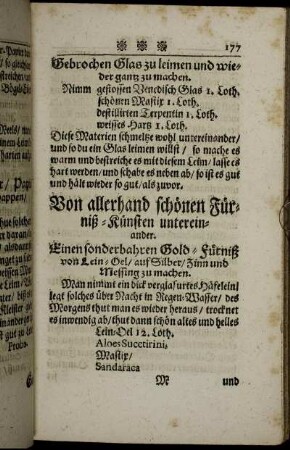 Von allerhand schönen Fürniß-Künsten untereinander.