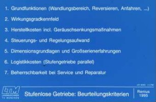 Stufenlose Getriebe: Beurteilungskriterien