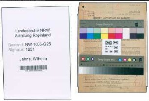 Entnazifizierung Wilhelm Jahns , geb. 28.08.1899 (Vertreter)
