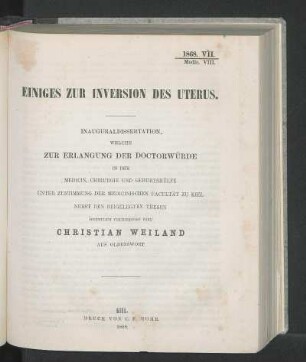 Einiges Zur Inversion Des Uterus.