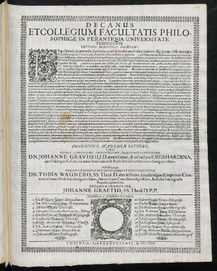 Decanus Et Collegium Facultatis Philosophicae In Perantiqua Universitate Tubingensi, Lectori Benevolo Salutem!