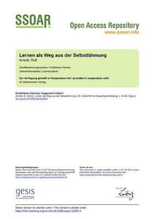 Lernen als Weg aus der Selbstlähmung
