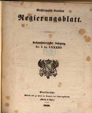 Großherzoglich Badisches Regierungsblatt. 1848