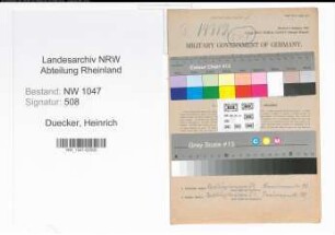Entnazifizierung Heinrich Duecker , geb. 22.01.1904 (Strassenbahnfahrer)