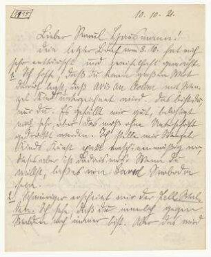 Brief von Kurt Schwitters an Raoul Hausmann. [Hannover]