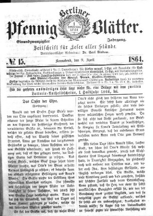 No. 15, Sonnabend, den 9. April 1866
