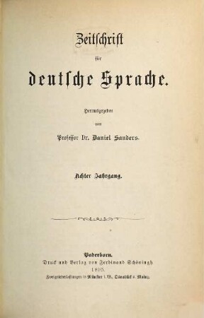 Zeitschrift für deutsche Sprache. 8. 1895