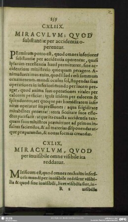 CXLIIX. Miraculum, Quod substantiae per accidentia operentur