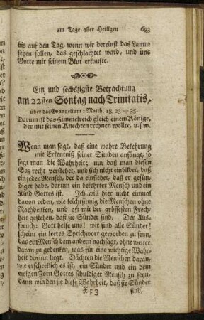 Ein und sechszigste Betrachtung am 22sten Sontag nach Trinitatis, [...]