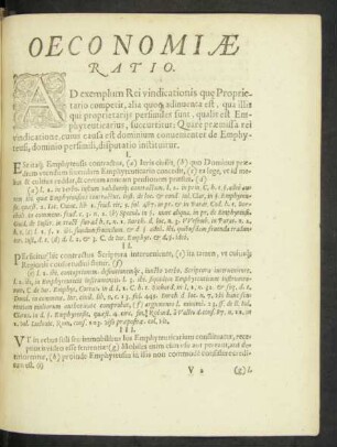 Oeconomiae Ratio.