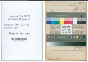 Entnazifizierung Hermann Bingener , geb. 14.11.1899 (Oberlagermeister)