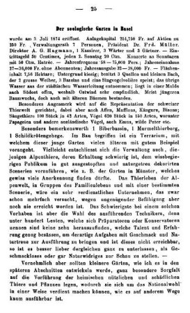 Der zoologische Garten zu Basel.