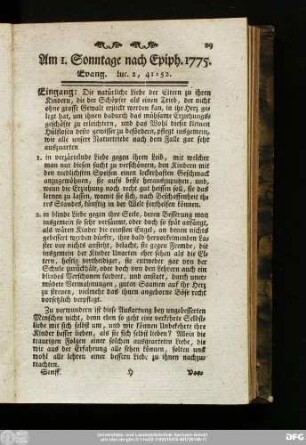 Am 1. Sonntage nach Epiph. 1775. Evang. luc. 2, 41 - 52.