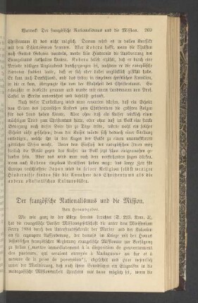 Der französische Nationalismus und die Mission