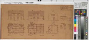 Zweifamiliendoppelhaus mit Stall (Volkswohnungen) Grundrisse, Ansichten, Schnitt 1935 1 : 100 29,5 x 60,5 Pause Westfälische Heimstätte Dortmund Wohnungsgesellschaft Münsterland
