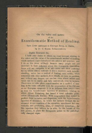 Exanthematic Method of Healing.