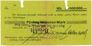 Geldschein / Notgeld, 50 Millionen Mark, 3.10.1923
