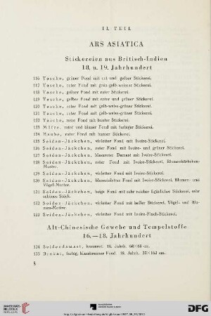 Ars Asiatica (Nr. 116-184)