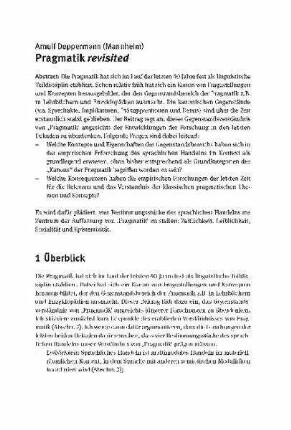 Pragmatik revisited