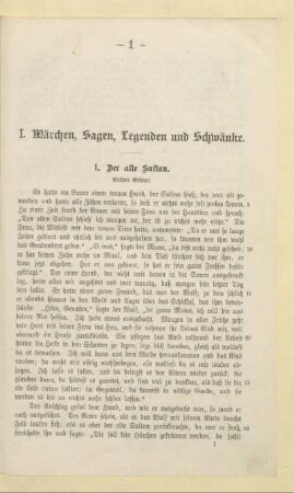 I. Märchen, Sagen, Legenden und Schwänke