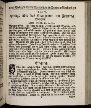 Predigt über das Evangelium am Feyertag Stephani.