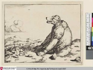 [Un ours assis, vu de profil, et dirigé vers la gauche; Sitzender Bär nach links gewandt]