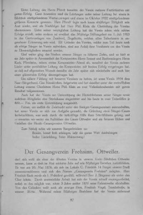 Der Gesangverein Frohsinn, Ottweiler.
