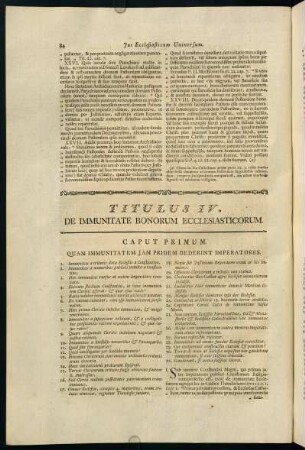 84-101, Titulus IV. De Immunitate Bonorum Ecclesiasticorum.