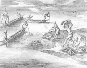 Wie die Völker von Ternate fischen - Buchseite aus de Bry, India II