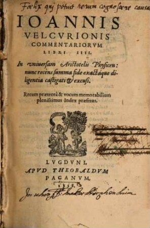 Commentarii in universam Physicam Aristotelis