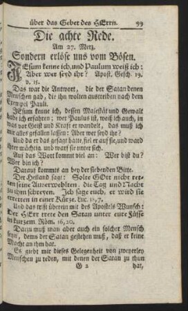 Die achte Rede. Am 27. Merz. Sondern erlöse uns vom Bösen.