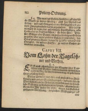 Caput VII. Vom Lohn der Tagelöhner und Bothen