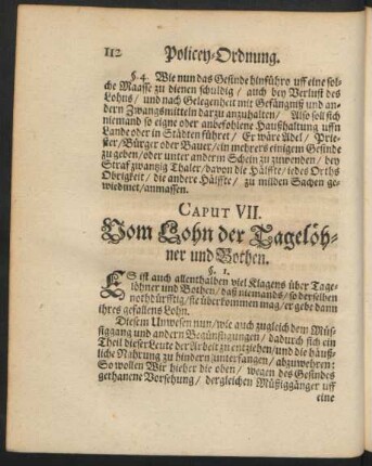 Caput VII. Vom Lohn der Tagelöhner und Bothen